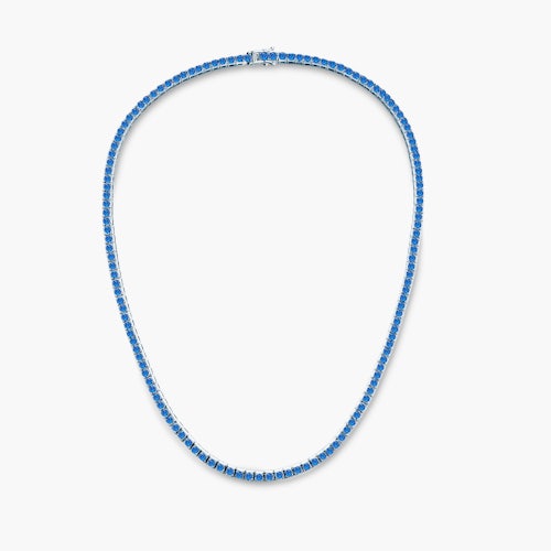 Naszyjnik tenisowy Luminy 3,0mm: białe złoto, niebieskie szafiry